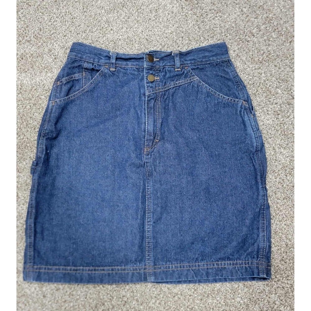 Vintage Women's 13 / 14 Denim Jean Skirt Cargo carpenter style - Good condition!
